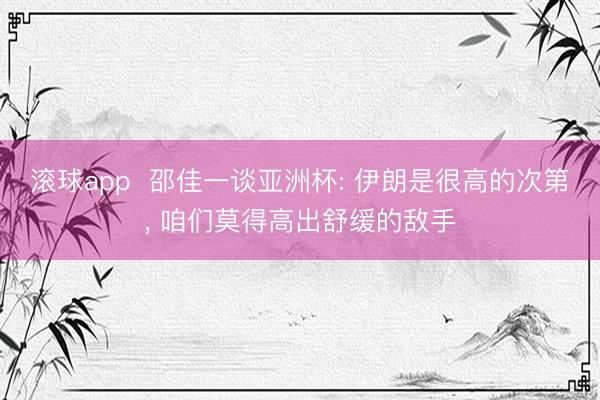 滚球app  邵佳一谈亚洲杯: 伊朗是很高的次第， 咱们莫得高出舒缓的敌手