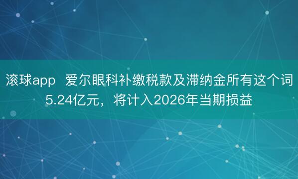 滚球app  爱尔眼科补缴税款及滞纳金所有这个词5.24亿元，将计入2026年当期损益
