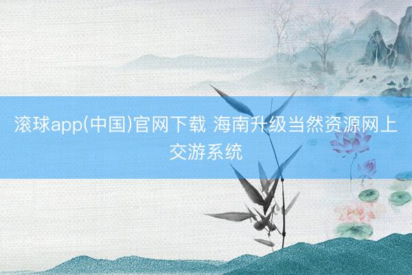 滚球app(中国)官网下载 海南升级当然资源网上交游系统