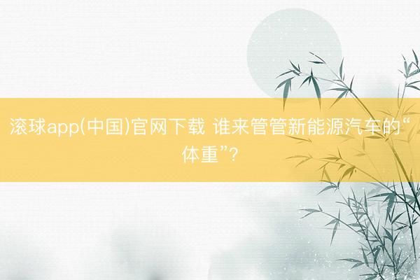 滚球app(中国)官网下载 谁来管管新能源汽车的“体重”?