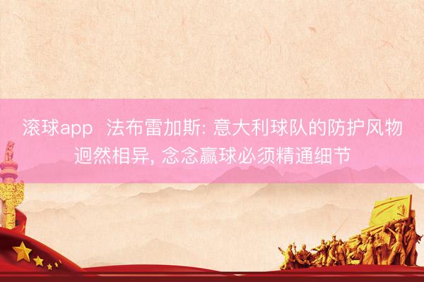 滚球app  法布雷加斯: 意大利球队的防护风物迥然相异， 念念赢球必须精通细节