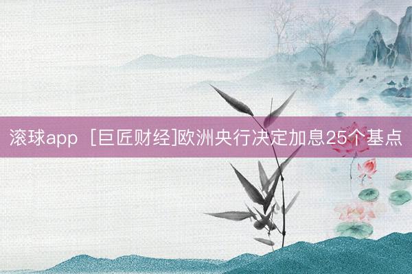 滚球app  [巨匠财经]欧洲央行决定加息25个基点