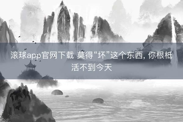 滚球app官网下载 莫得“坏”这个东西， 你根柢活不到今天