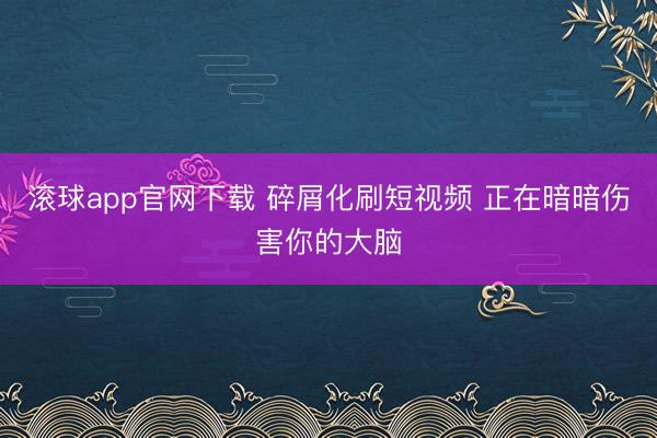 滚球app官网下载 碎屑化刷短视频 正在暗暗伤害你的大脑