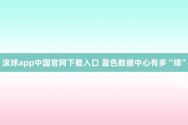 滚球app中国官网下载入口 蓝色数据中心有多“绿”