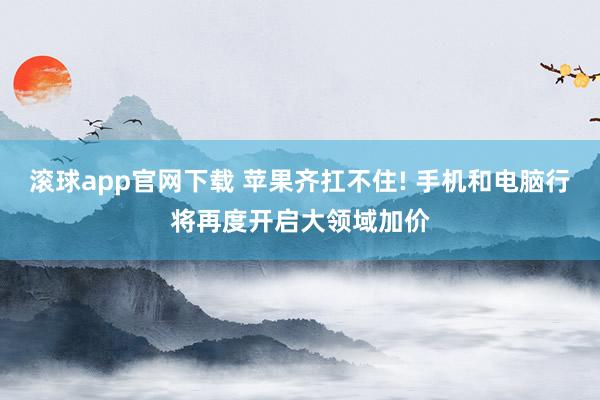 滚球app官网下载 苹果齐扛不住! 手机和电脑行将再度开启大领域加价